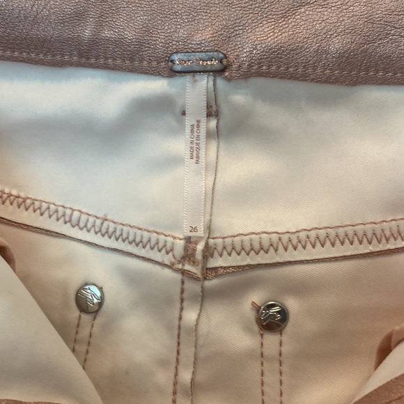 Free People Rose Pink High Rise Vegan Leather Leggings Pants 26 - Picture 6 of 10